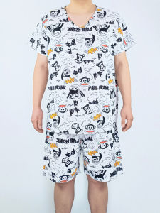 Bộ Đồ Ngủ Cotton Lụa Mỏng Tay Ngắn Có Thiết Kế Hoạt Hình Cho Nam Học Sinh Trung Học Cơ Sở Mùa Hè Hai Mảnh Cotton Lụa Nguyên Chất