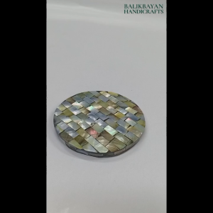 Black lip Shell Glass Coaster 3.5" Dia.