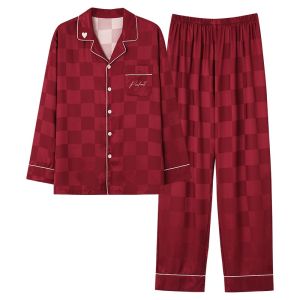 Miiow | Ice Silk Sleepwear Set Couple Wedding Home Clothes Red Lucky Year New Home Comfortable Breathable Summer New Arrival MiiOW
