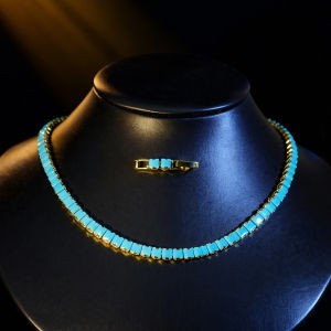 SEQUITO Top Quality Women Blue Necklace Charm Pave Setting AAA Zirconia Golden Jewelry for Evening Party SN046