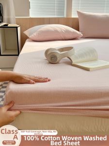 Kiss Dear | Cotton Bed Cover Single Piece Striped Mattress Protector