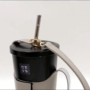 Adjustable Leather Water Bottle Holder Strap Sling Anti-Scalding Cups Sleeve Travel Cup Sling