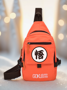 Dragon Ball Goku Chest Bag Mens Student Front And Back Canvas Zipper Mobile Phone Tablet Single Shoulder Slant Crossbody Bag