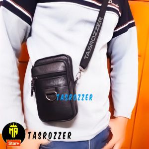 Tas hp pria kulit sapi 100% model tutup dan ring