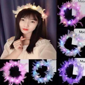 Luminous Fairy Goose Feather Garland Flash Angel Headband Thickened Feather Rabbit Ears Hair Hoop Scan Code Small Gift Stall