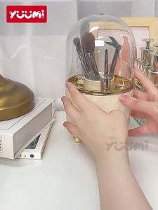 Yuumi HộP ĐựNg Mỹ PhẩM Có NắP Trong Suốt Có Thể Xoay Được HộP ĐựNg Cọ Trang ĐiểM Khay ĐựNg Son