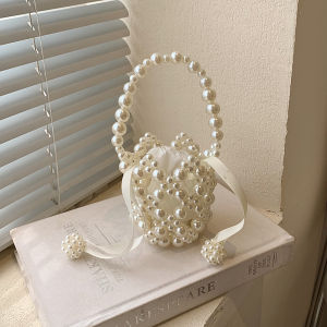 Cute Princess Pearl Bucket Bag Girls Childrens Crossbody Bag Baby Carrier Pure Color Backpack for Kids Aged 4-14