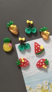 5pcs Fruit Shaped Fridge Magnet Set - Watermelon Strawberry Pineapple Cherry Carrot Fun Kitchen Accessories for Home Decor