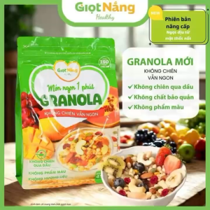 Ngũ cốc ăn sáng Granola GIỌT NẮNG mới - ngon giòn healthy lành mạnh từ hạt và trái cây túi 450gr