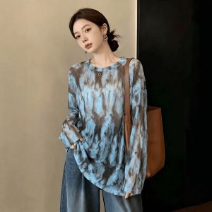 Sun Protection Sheer Retro Tie-Dye Long Sleeve T-Shirt