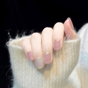 Handmade Transparent Watermelon Pink Nail Stickers Wearable False Nails Medium Length Oval New 2025 Artisan Beauty Tools