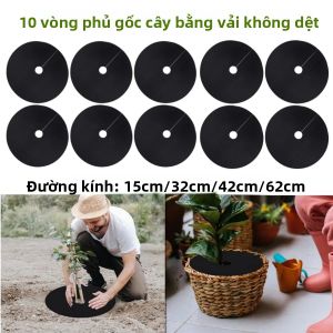 10 Chiếc Vòng Phủ Gốc Cây Không Dệt 15-62cm Phân Hủy Sinh Học Tái Sử Dụng Ngăn Cỏ Dại Bảo Vệ Rễ Cây Dùng Cho Vườn Phủ Cây Trồng