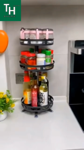 Kệ Gia Vị 2 Tầng Xoay 360 Độ Hình Tròn chịu lực lên tới 15kg (TH12)