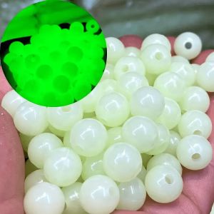 200pcs Soft Rubber Fishing Glow Beads Luminous High Visibility Tools for Ice Sea Saltwater Fishing Lure Rig Stopper Accessories