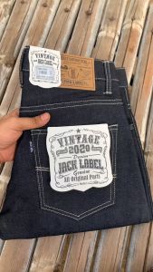Celana Selvedge Pria Jack Label 14 OZ Celana Panjang Selvedge Black Indigo Celana Denim Model Standar
