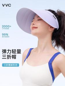 Black Three-Fold Outdoor Mens Sun Hat VVC Womens Casual Style UPF50+ UV Protection Nylon Material Empty Top Cap