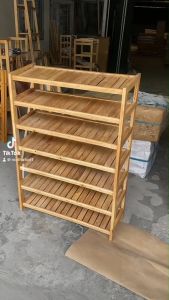 Kệ dép gỗ cao su 7 tầng ngang 80cm hàng lắp ráp - Ori House