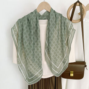 Khăn Choàng Lụa Mùa Hè 2024 Mới Ra Lò Cho Đi Làm Bằng Vải Polyester Hình Học Áo Khoác Ngoài Chống Nắng Khăn Choàng Che Cổ