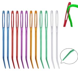2Pcs Bent Tip Tapestry Needles Yarn Knitting Weaving Needles Big Eye Curve Bent Needle Knitting Crochet DIY Sewing Accessories