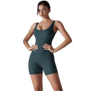 OzalCtree Women Yoga Bodysuits Backless Workout Jumpsuit Yoga Set Sleeveless Skinny Romper Sporty Wear Hip Lift One-piece Sports Bodysuit