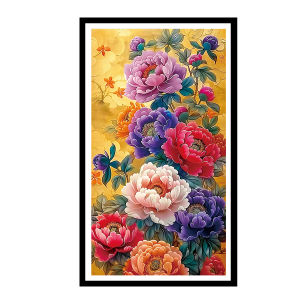 A beautiful and colorful peony flower pattern cross-stitch kit DIY printed embroidery for home decoration featuring blooming peonies suitable for craft enthusiasts as a material package for embroidery