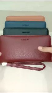 Deabolar Dompet Panjang Zipper Dengan Tali K3218 Muat HP Besar Bahan Sintetis Kulit Jeruk Tebal Kilat