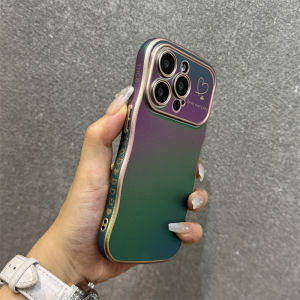 Electroplated Wave Pattern Phone Case for 15Pro Max 14Pro 13Color Gradient Anti-Fall Silicone Protective Cover for