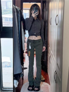 กางเกงยีนส์ทรงหลวมเอวต่ำ กางเกงขายาวทรงขาบาน กางเกงขายาวลำลองสำหรับผู้หญิง กางเกงยีนส์ทรงเข้ารูปสำหรับฤดูใบไม้ร่วงและฤดูใบไม้ผลิ