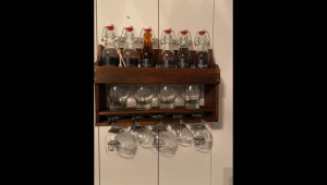 Wall Mounted Wine Rack Organizer Wood Wine Glass Rack Bar Shelf Wine Glass Holder Wall Mounted Floating Bar Shelves for Kitchen Dining Room Home Bar