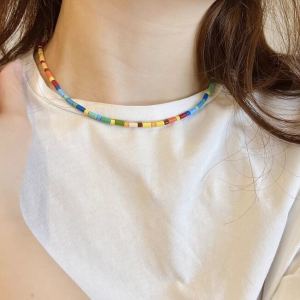 Colorful Beaded Necklace Sweet And Spicy Girl Layering Poem Fresh out Fashion Jewelry Womens Accessory without Brand