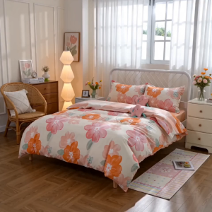 Free Shipping Local Stock | 4 in 1 Cooling Breathable Pink Floral Bedding Set | Add to Cart Discount