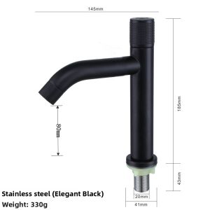 304 Stainless Steel Bathroom Sink Faucet Single Hole Cold and Hot/Cold Water