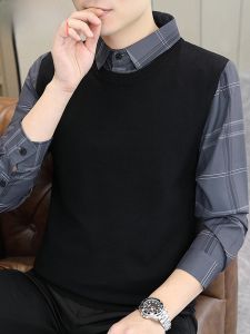 HENGYUANXIANG | Hengyuanxiang 2025 New Mens Casual Knitted Sweater Shirt Collar Stripe Woolen Sweater Autumn Winter Fashion City Loose Fit