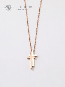SHISHANGMEIDI | Titanium Steel Baby Cross Pendant Rose Gold Children Necklace