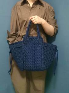 Handwoven DIY Bag Material Kit with Crochet Needle and Magnetic Buckle Nylon Lining Pure Color Pattern for Middle-aged Women