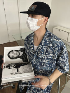 Uniike Vintage Floral Summer Shirt Mens Beach Vacation Loose Fit Short Sleeve Casual Shirt Youthful Style Regular Thickness