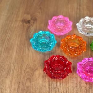 SXH  Pemegang Lilin Teratai Kaca untuk Penawaran kepada Buddha Pangkalan Lampu Mentega Lampu Teratai Lilin Lampu Cahaya Abadi Lampu Penawaran Depan Buddha Guanyin 7 Set Cawan