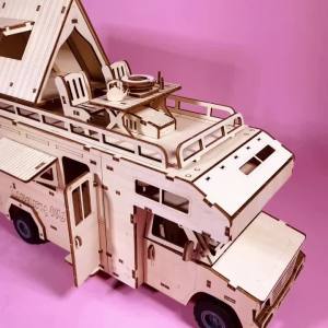 3D Wooden Puzzle Camper Van Scale Model DIY Model Kit Handcrafted Gift Home Decor Assembly Toy