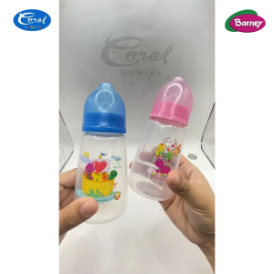 Barney 4oz Clear Baby Milk Bottle With Soft Silicone Gentle Teat Design For Newborn & Infant Feeding