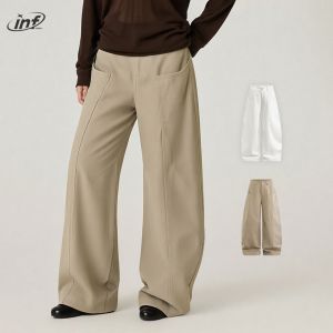 INFLATION brand Lyocell mid waist curved knife pants 2025 autumn new product versatile slimming wide leg hanging casual pants