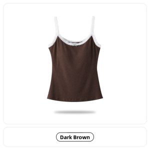 Miiow | White Lace Trim Camisole Top Womens Short Butterfly Knot Inner Wear Tank Top Summer Style Versatile Slim Fit Regular Length