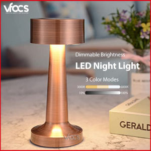 Vfocs Table Lamp Night Light LED Desk Light Rechargeable Touch Dimmer with 3 Colour Modes for Bedroom