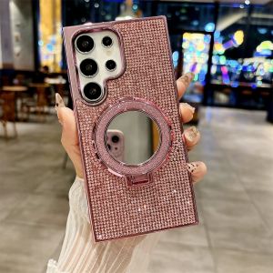 Glitter Diamond Plating Mirror Phone Case For Samsung S26 Ultra S25 Plus S24 S23 S22 For Mgnetized Magnetic Invisible Holder Cover h260325