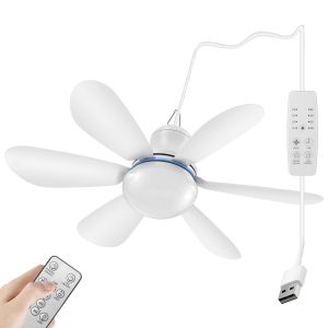 Portable Ceiling Fan With Lights Mini USB Tent Fans for RV Detachable Fan-Blades DC 5V USB Ceiling Fan Hanging Fan Camping Fan