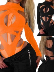 Tight Fitting Long Sleeve Jumpsuit for Women Street Style Low Waist Seven/Nine Pants Straight Tube Regular Thickness Online Sale