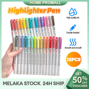 15 Colors Double Head Fluorescent Highlighter Pen Set Drawing Highlighters Markers Pastel Stationery Kawaii Graffiti Markers Pens