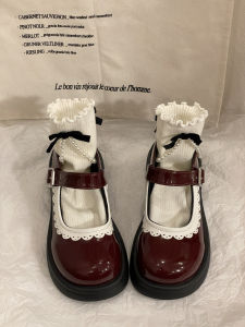 รองเท้า Mary Janes ทรงหัวมน พื้นแบน สไตล์อังกฤษย้อนยุค รองเท้าส้นเตี้ยแบบสวมสบายสำหรับผู้หญิง รองเท้าหนัง PU สไตล์วิทยาลัย