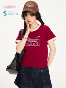 เสื้อยืดแขนสั้นผู้หญิงสไตล์อเมริกันย้อนยุค Gbiaior ทรงเข้ารูป ทรงหลวม ทรงปกติ ฤดูร้อน 2025 แฟชั่นลำลอง