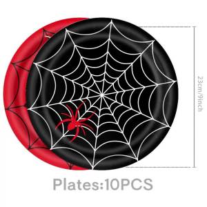 Spider Birthday Party Decorations Red and Blue Spider Web Plate Cup Tablecloth Banner Tableware Set for Kids Spider Party Favors