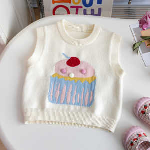 Spring Childrens Knit Vest Cartoon Style